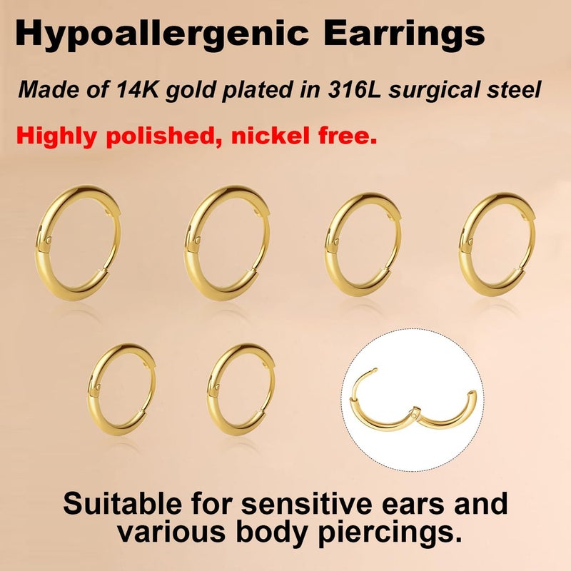 AMASIS Hypoallergenic Surgical Steel Earrings Sets for Sensitive Ears Lightweight Small Huggie Hoop Earrings 20G Stainless Steel Opal Ball Pearl CZ Flat Back Earrings for Women Men Trendy Cartilage Earrings Hoop Stud - Image 2